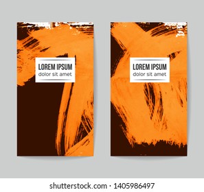 Set of vector business card templates with brush stroke background.