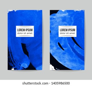 Set of vector business card templates with brush stroke background.