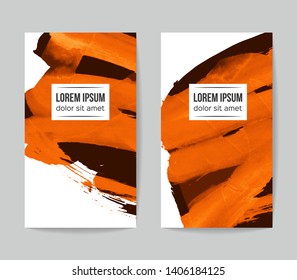 Set of vector business card templates with brush stroke background.