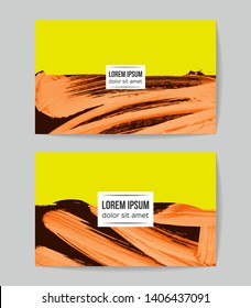 Set of vector business card templates with brush stroke background.