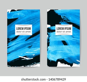 Set of vector business card templates with brush stroke background.