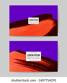 Set of vector business card templates with brush stroke background.