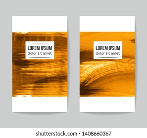 Set of vector business card templates with brush stroke background.