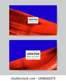 Set of vector business card templates with brush stroke background.