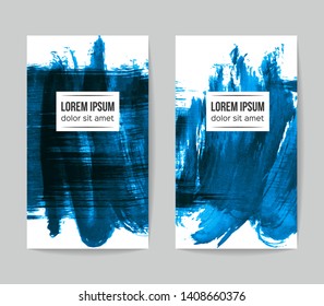 Set of vector business card templates with brush stroke background.