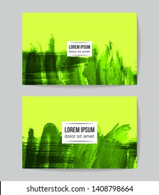 Set of vector business card templates with brush stroke background.