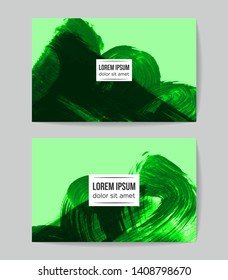 Set of vector business card templates with brush stroke background.