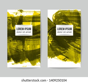 Set of vector business card templates with brush stroke background.