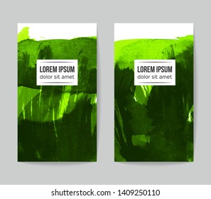 Set of vector business card templates with brush stroke background.