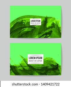 Set of vector business card templates with brush stroke background.