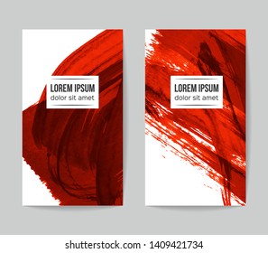 Set of vector business card templates with brush stroke background.