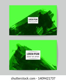 Set of vector business card templates with brush stroke background.