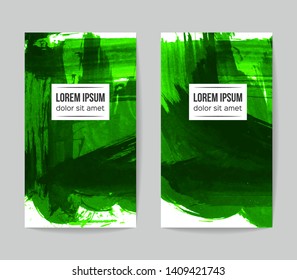 Set of vector business card templates with brush stroke background.