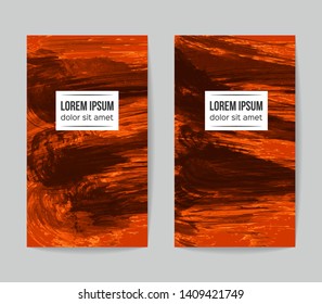 Set of vector business card templates with brush stroke background.