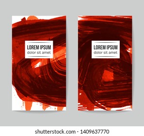 Set of vector business card templates with brush stroke background.