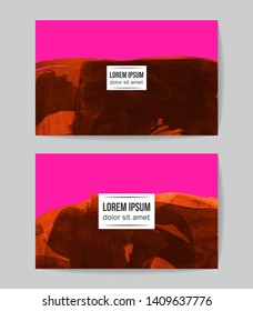 Set of vector business card templates with brush stroke background.