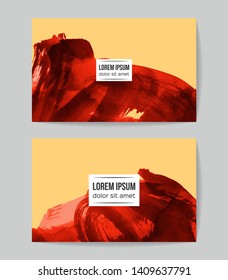 Set of vector business card templates with brush stroke background.