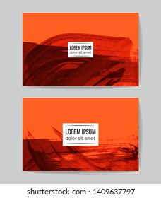 Set of vector business card templates with brush stroke background.