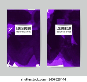 Set of vector business card templates with brush stroke background.