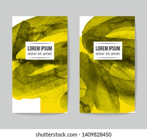 Set of vector business card templates with brush stroke background.