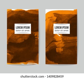 Set of vector business card templates with brush stroke background.