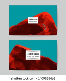 Set of vector business card templates with brush stroke background.