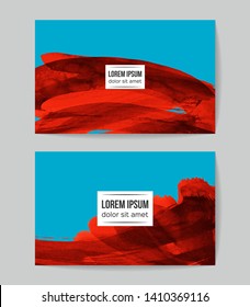 Set of vector business card templates with brush stroke background.