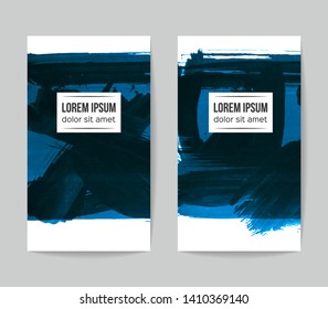 Set of vector business card templates with brush stroke background.