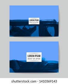 Set of vector business card templates with brush stroke background.
