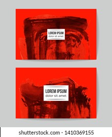 Set of vector business card templates with brush stroke background.