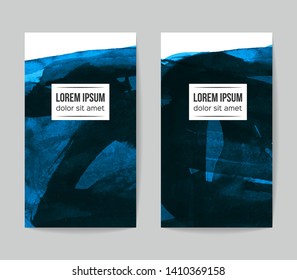 Set of vector business card templates with brush stroke background.