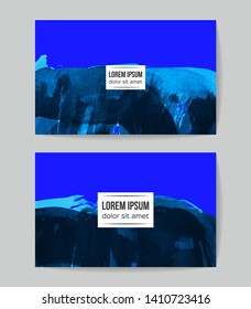 Set of vector business card templates with brush stroke background.