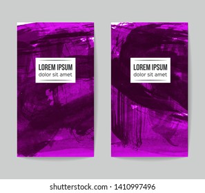 Set of vector business card templates with brush stroke background.