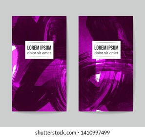 Set of vector business card templates with brush stroke background.