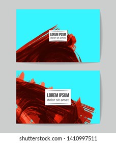 Set of vector business card templates with brush stroke background.