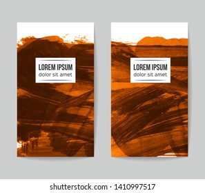 Set of vector business card templates with brush stroke background.