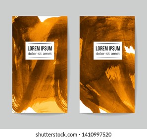 Set of vector business card templates with brush stroke background.