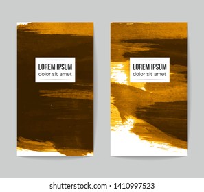 Set of vector business card templates with brush stroke background.