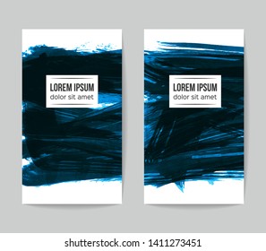 Set of vector business card templates with brush stroke background.