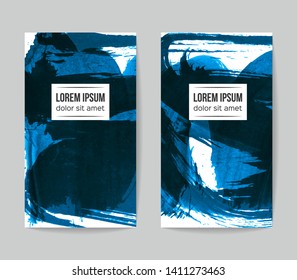 Set of vector business card templates with brush stroke background.