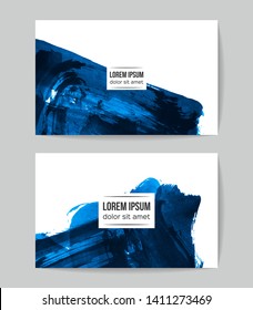 Set of vector business card templates with brush stroke background.