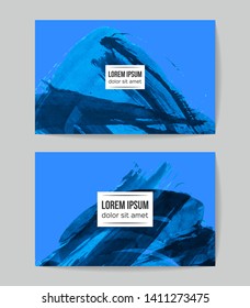 Set of vector business card templates with brush stroke background.