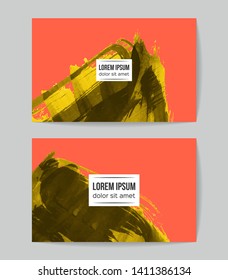 Set of vector business card templates with brush stroke background.