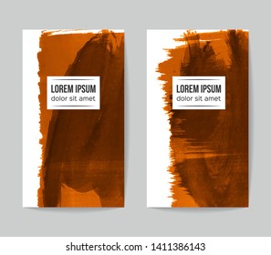 Set of vector business card templates with brush stroke background.