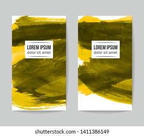 Set of vector business card templates with brush stroke background.