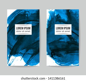Set of vector business card templates with brush stroke background.