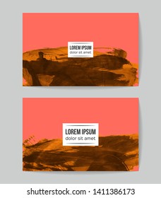Set of vector business card templates with brush stroke background.
