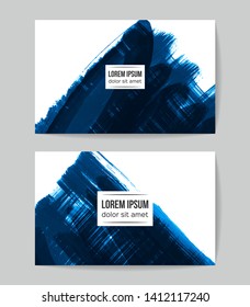 Set of vector business card templates with brush stroke background.