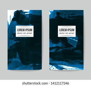 Set of vector business card templates with brush stroke background.