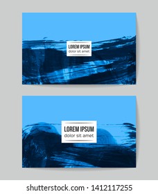 Set of vector business card templates with brush stroke background.